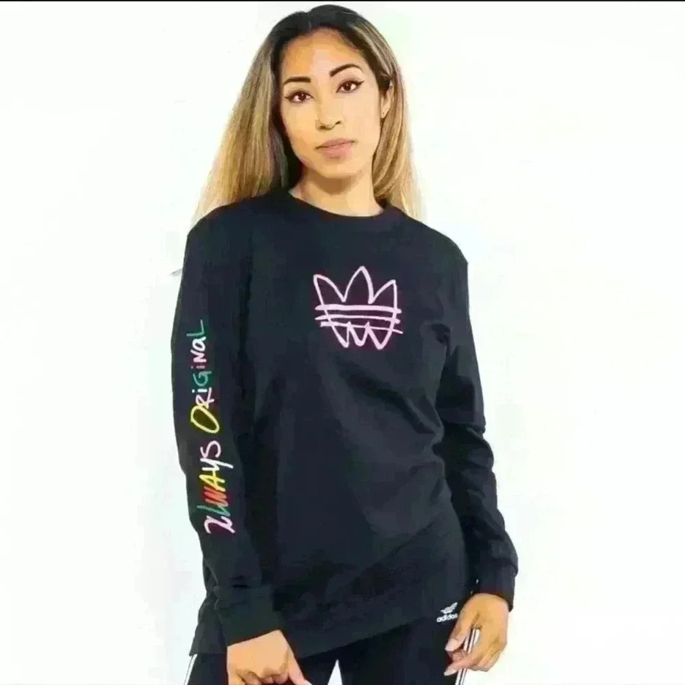 ADIDAS ORIGINALS WOMENS ALWAYS OG TREFOIL LONG SLEEVE SHIRT Size L - Picture 6 of 6